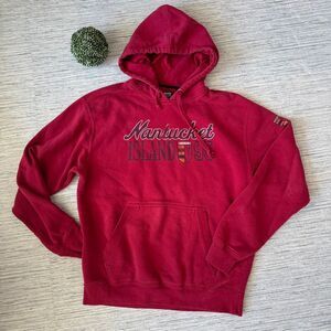 Vintage Big Cotton Gear For Sports Nantucket Island Hoodie Burgundy Red L